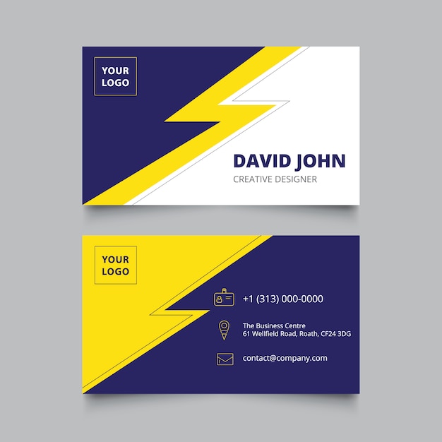 Blue and yellow business card