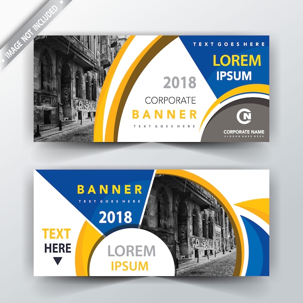 blue and yellow illustration banner