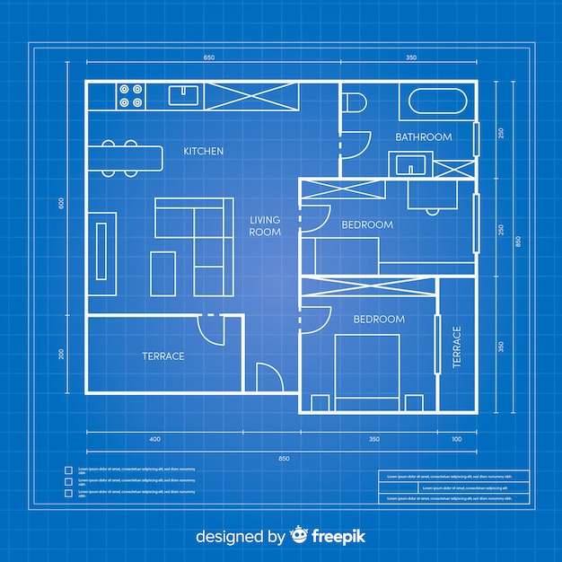 Free Vector blueprint arhitectural plan for a house