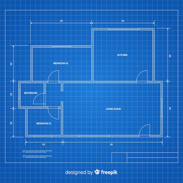 Free Vector blueprint of a house top view