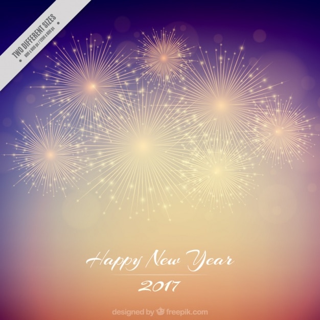 Free Vector blur background of happy new year 2017 with fireworks