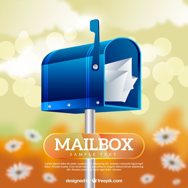 Free Vector blurred background with blue mailbox flowers