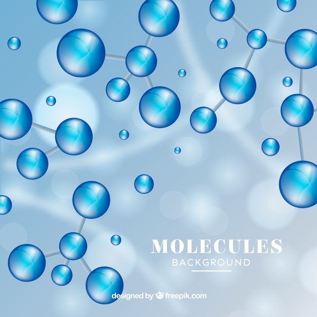 Blurred background with blue molecules