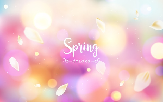 Blurred background with spring colors lettering