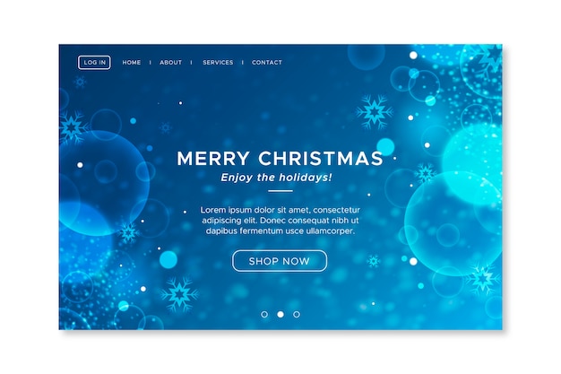 Blurred christmas landing page template