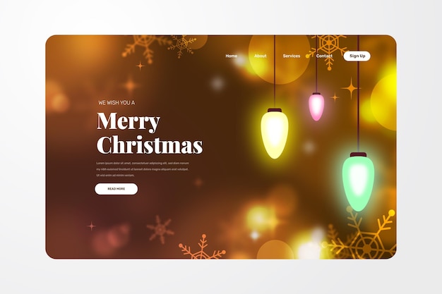 Free Vector blurred christmas landing page template