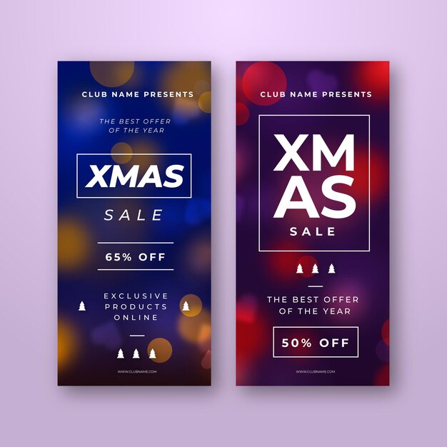 Blurred christmas sale banners template