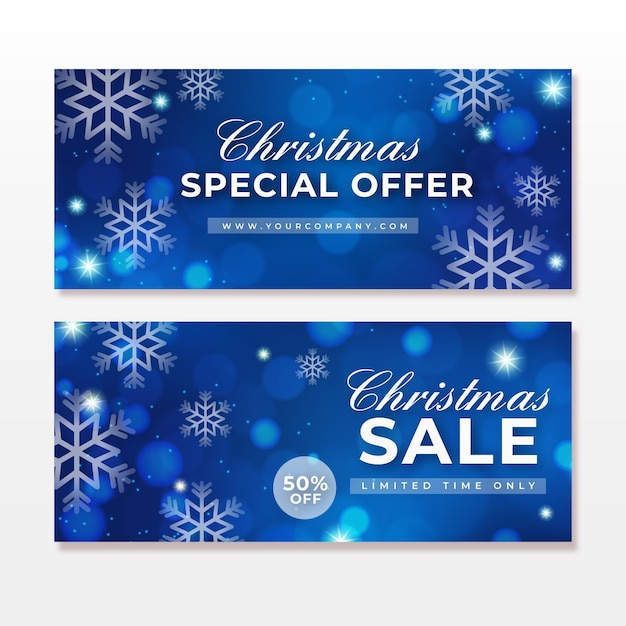 Blurred christmas sale banners template