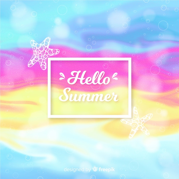 Free vector blurred colorful hello summer background