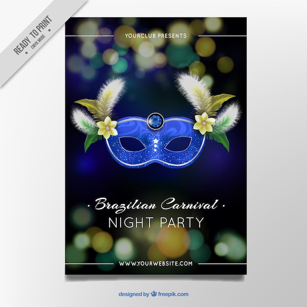 Free Vector blurred elegant brochure with carnival mask