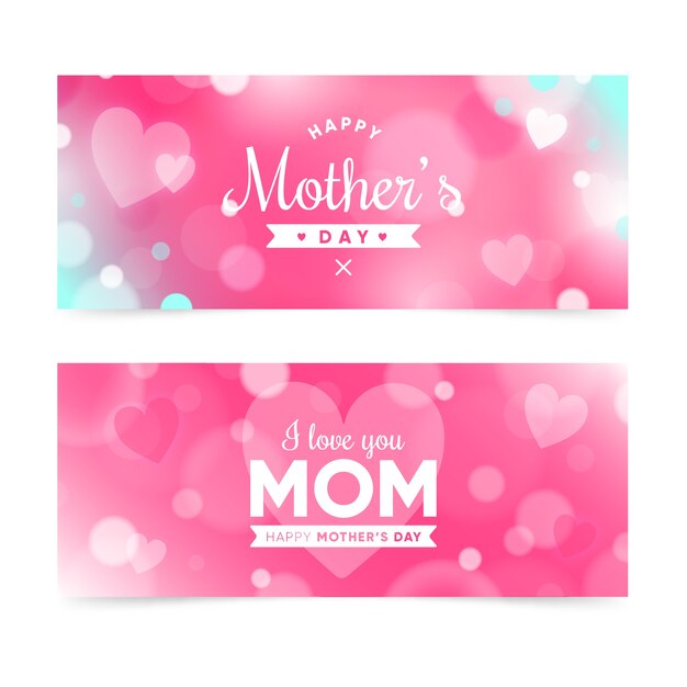 Blurred mother's day banners collection