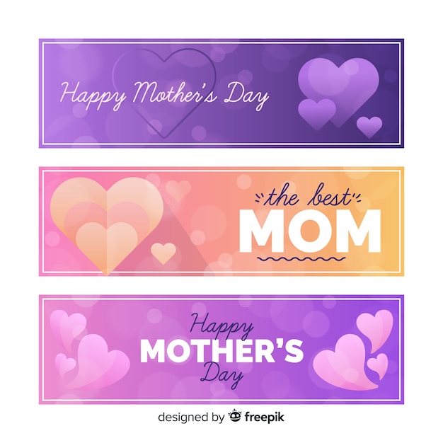 Free Vector blurred mother's day banners