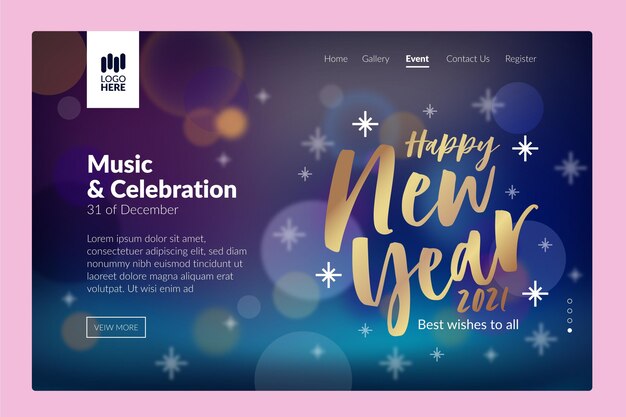 Blurred new year landing page