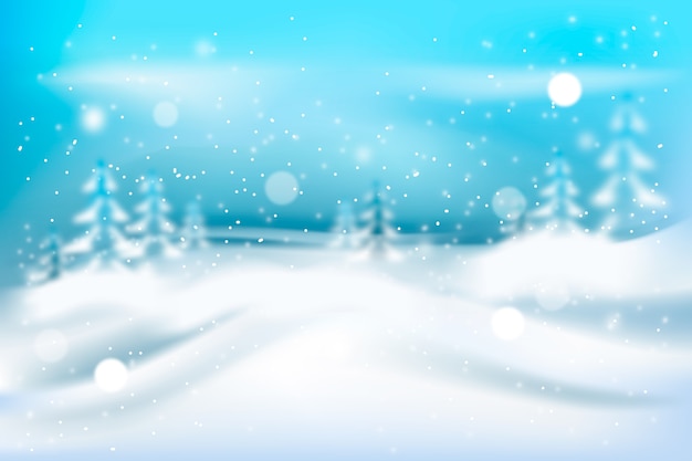 Free Vector blurred realistic snowfall in nature