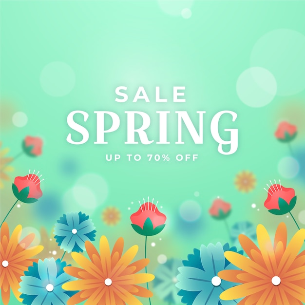 Blurred spring sale image with flowers