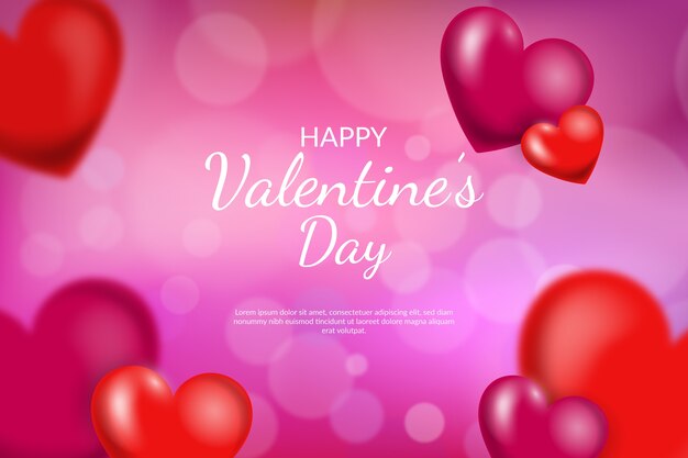 Blurred valentine's day background with hearts