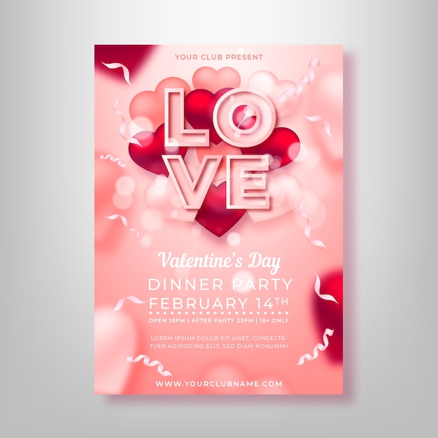 Blurred valentine's day party flyer template