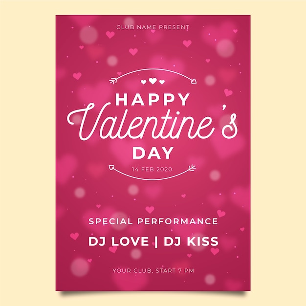 Free vector blurred valentine's day party poster