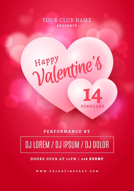 Blurred valentines day party poster template