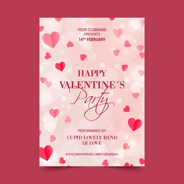 Blurred valentines day party poster template