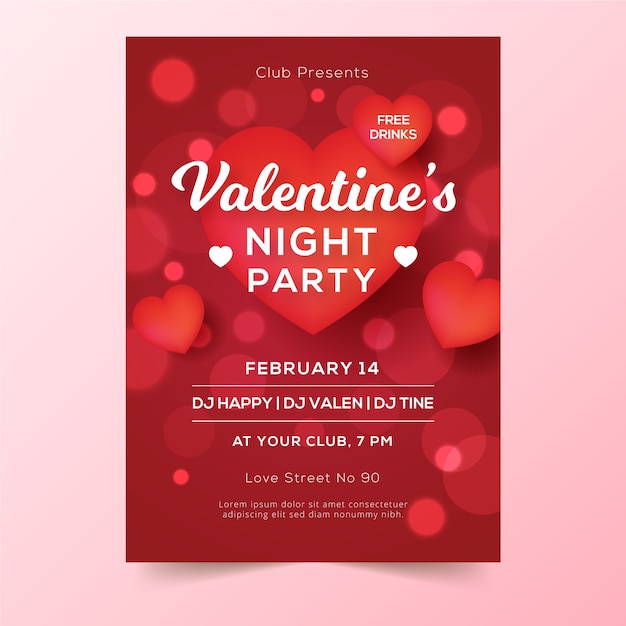 Free vector blurred valentines day party poster