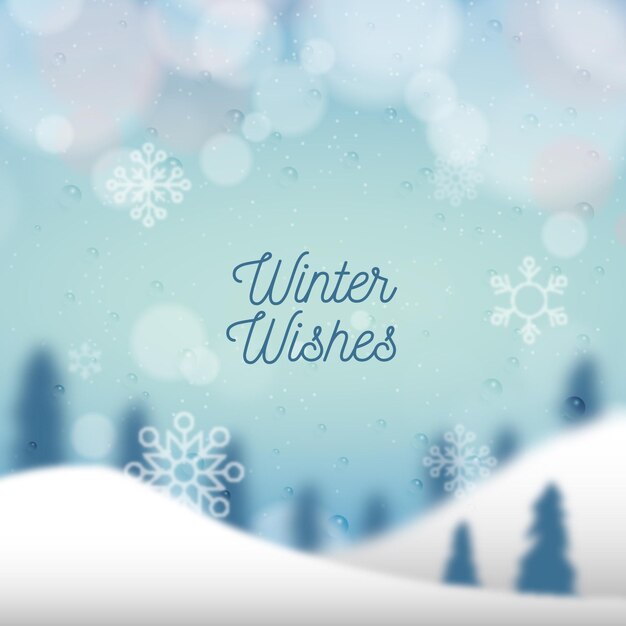 Blurred winter background with text