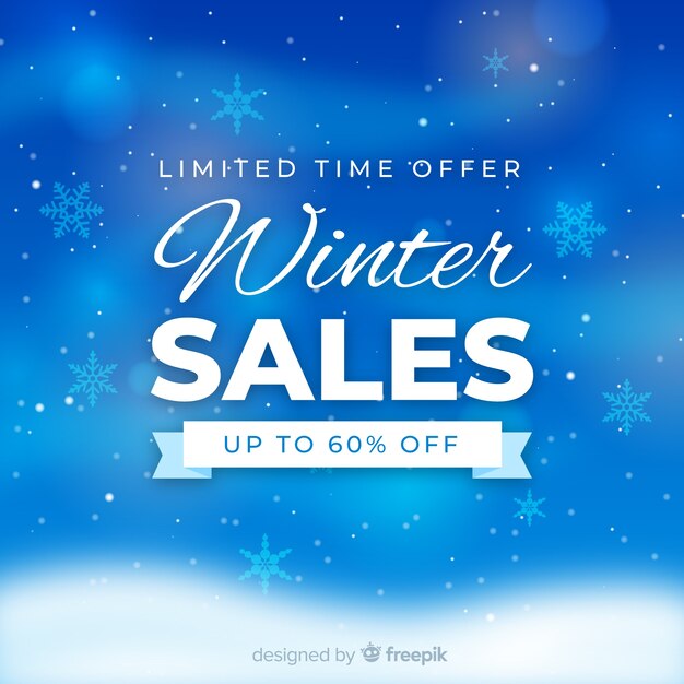 Blurred winter sale background