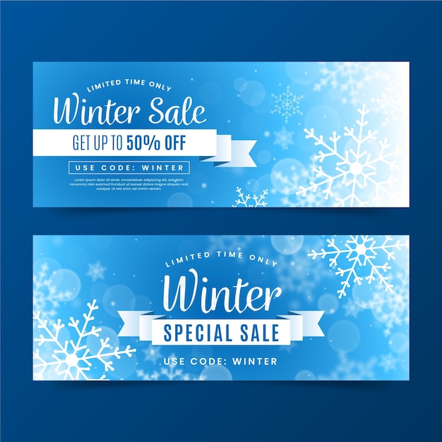 Blurred winter sale banner template