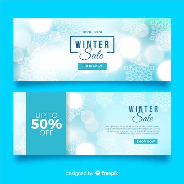 Free Vector blurred winter sale banners template