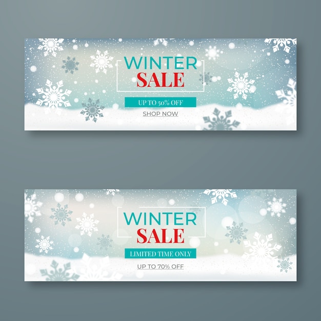 Blurred winter sale banners template