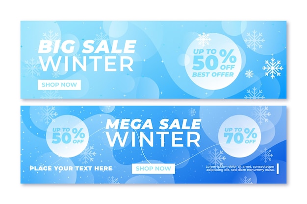 Blurred winter sale banners template