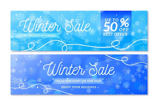 Free Vector blurred winter sale banners template