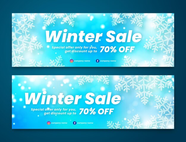 Blurred winter sale banners template