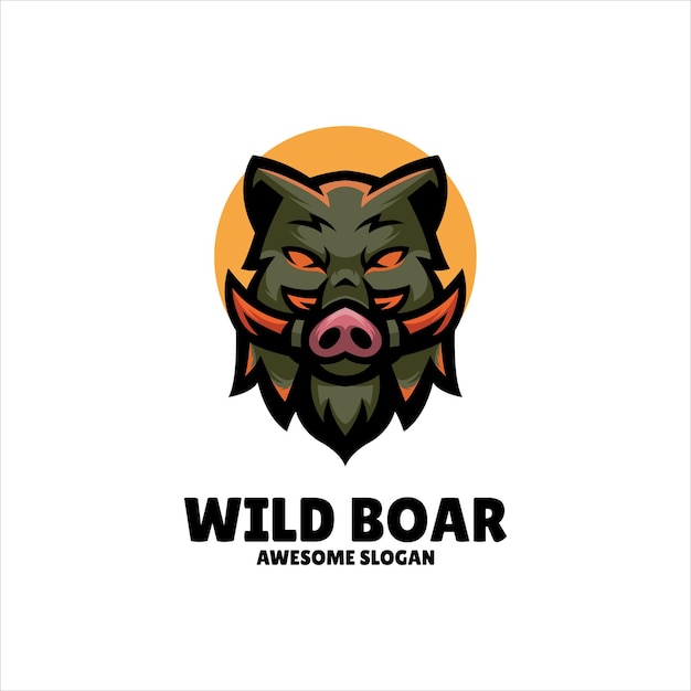 Free Vector boar mascot illustration logo design