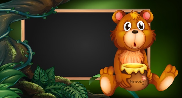 Board design with bear in forest