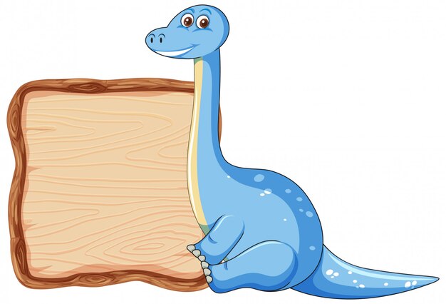 Board template with cute dinosaur on white background