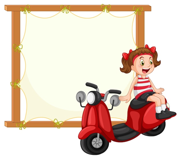 Board template with girl on motorcycle