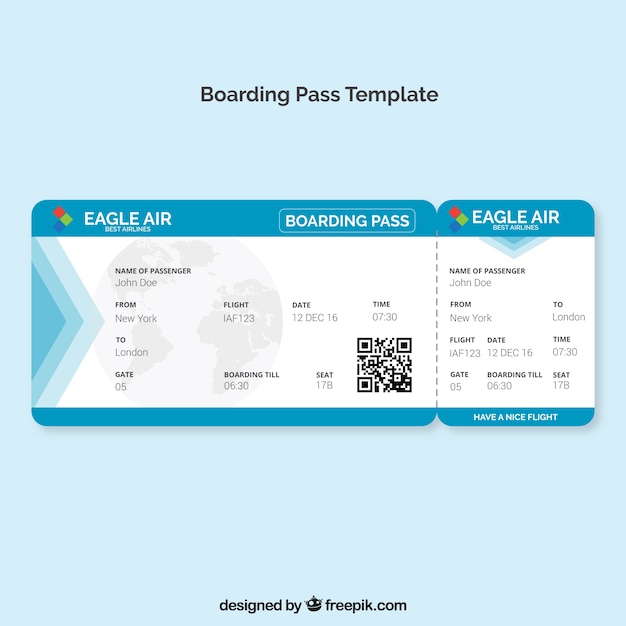 Boarding pass template with blue details