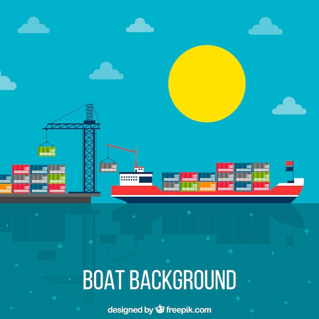 Free Vector boat in a bay background