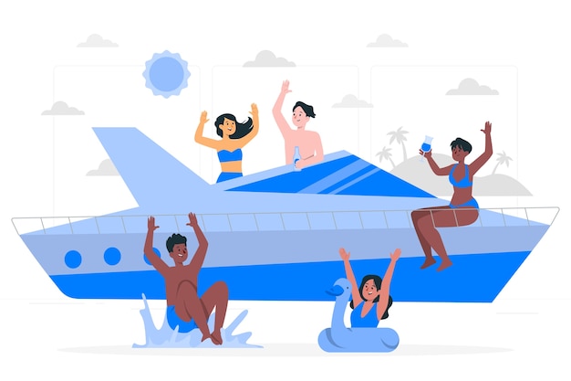 Free Vector boat party concept illustration