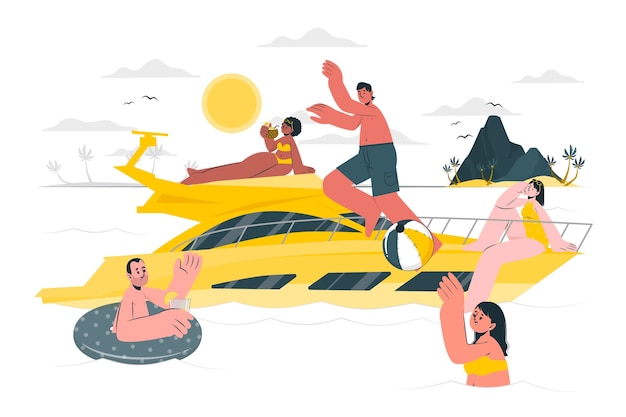 Boat party concept illustration