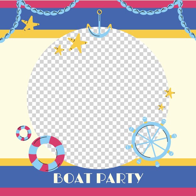 Boat party hand drawn flat photocall template