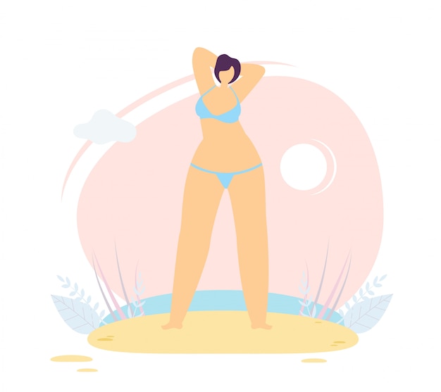 Body Positive Woman Character on the beach