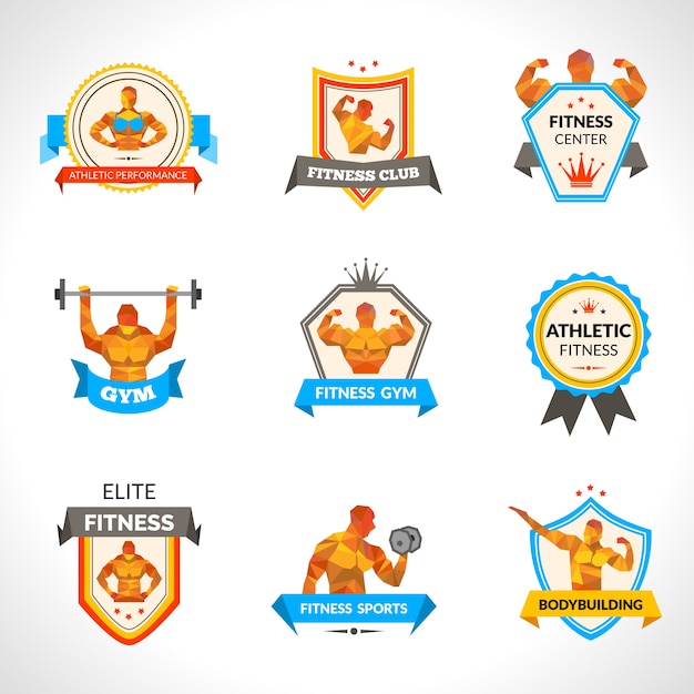 Bodybuilding Emblems Set