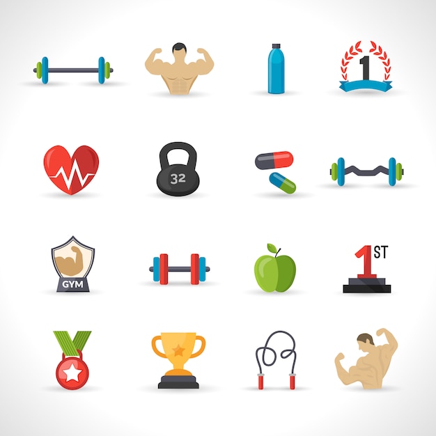 Bodybuilding Icons Set