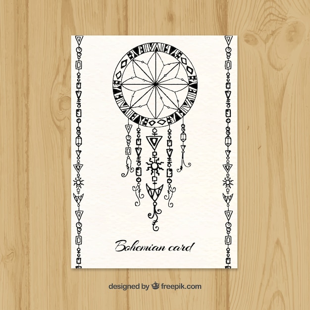 Free Vector bohemian card with dreamcatcher