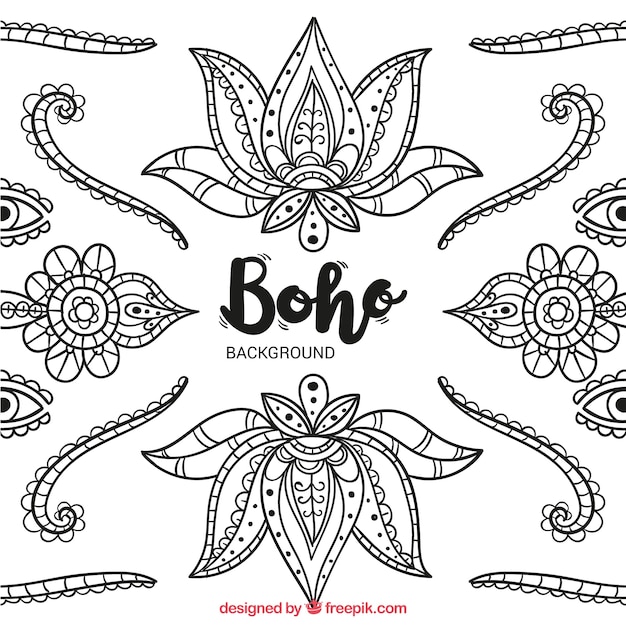 Boho background with abstract flowers