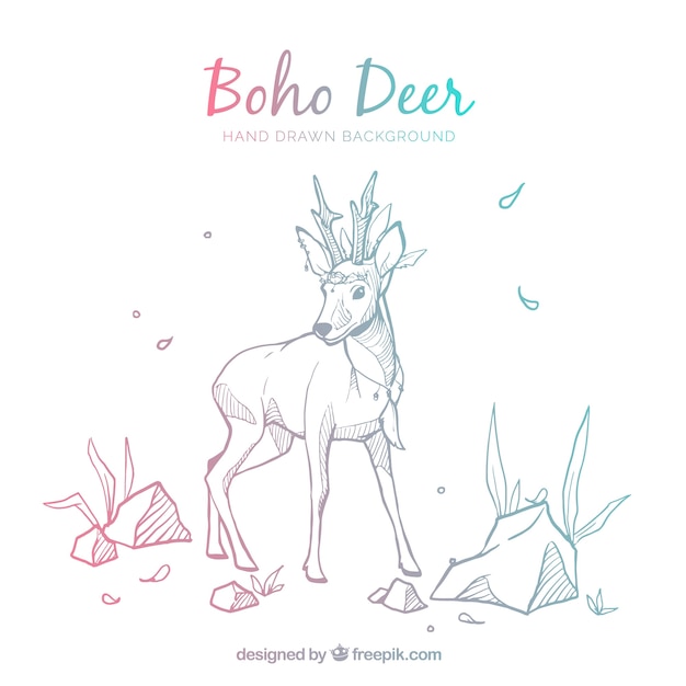 Free Vector boho background with deer