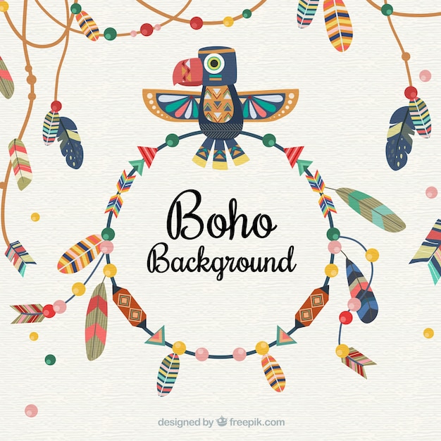 Free Vector boho background with feathers