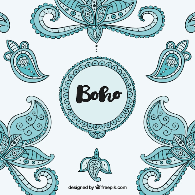 Boho background with hand drawn style